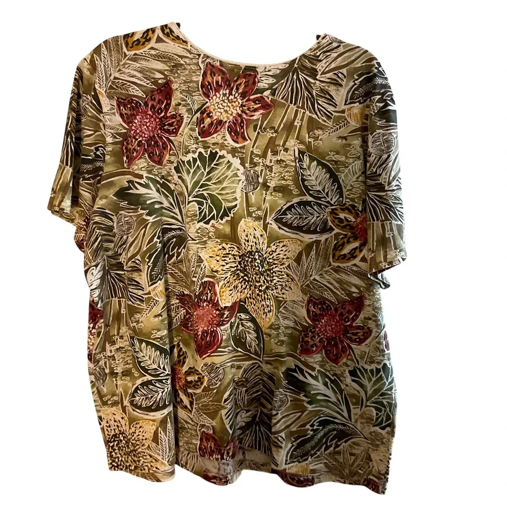 YS Studio Women's Floral Print Top Shorts Set Made in USA 2X - Picture 3 of 13